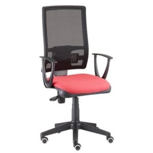 Sedia per ufficio girevole Unisit Nereide NDA schienele in rete - rivestimento Eco Rosso - con braccioli - NDA/BRTM/ER-0