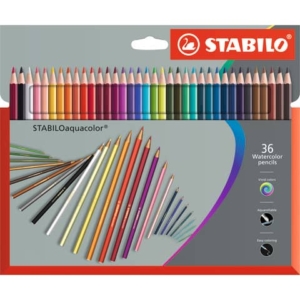 Matite colorate acquerellabili Stabilo aquacolor® astuccio in cartone Assortito - 1636-7 (conf.36)-0