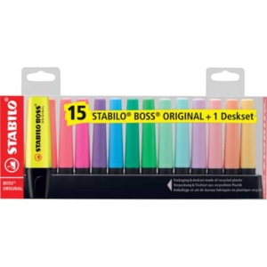 Desk set evidenziatori Stabilo Boss® Original 2-5 mm Assortito (conf.15) -0