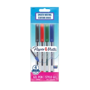 Penne gel con cappuccio Paper Mate PM Jiffy 0,5 mm Nero/Blu/Rosso/Verde - 2084411 (conf.4)-0