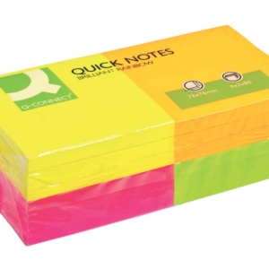 Foglietti riposizionabili Q-Connect 70 g/m² Assortito neon 76x76 mm - KF10508 (12 blocchetti da 75 fogli)-0