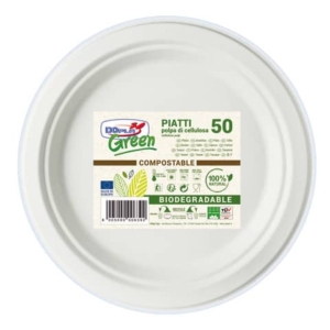 Piatti frutta monouso biodegradabili Dopla Green ø175 polpa di cellulosa Bianco - 7703 (conf.50)-0