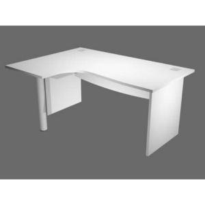 Scrivania Ufficio angolare sinistra con passacavi 160x120x73 cm Bianca Artexport Flex fianchi melaminico+supporto metal-0