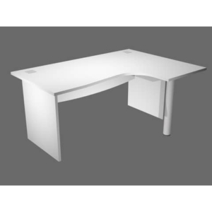 Scrivania Ufficio angolare destra con passacavi 160x120x73 cm Bianca Artexport Flex fianchi melaminico+supporto metal-0