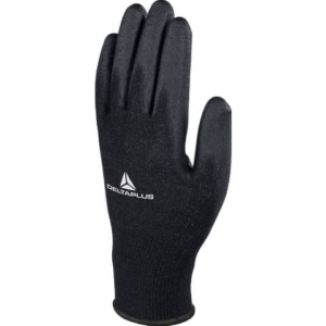 Guanto da lavoro Delta Plus in maglia di poliestere con palmo in poliuretano Nero taglia 7 - VE702PN07 (conf.12 pezzi )-0