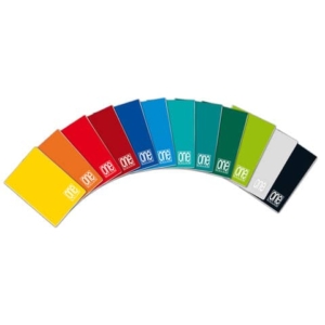 Quaderni a righe con margine One Color A5 a punto metallico - colori assortiti - rigatura B - 80 g/m² (conf.10)-0