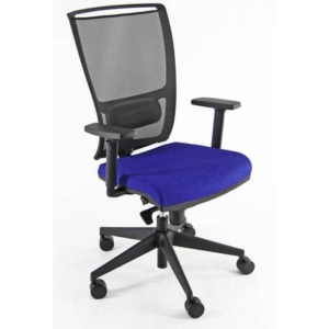 Sedia da ufficio semidirezionale Unisit Zoe ZOEA schienale in rete Nero - ignifugo Blu - con braccioli ZOEA/BR/IB-0