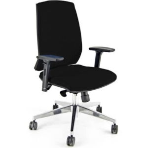 Sedia ufficio girevole Unisit Giulia con base in alluminio - Braccioli opzionali - Rivestimento Eco Nero-0