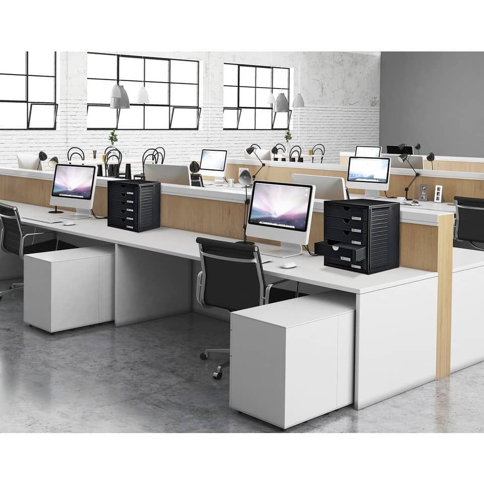 Cassettiera SYSTEMBOX HAN in polistirolo con 5 cassetti chiusi per A4/C4 Nero 1450-13-110479 - Loveoffice