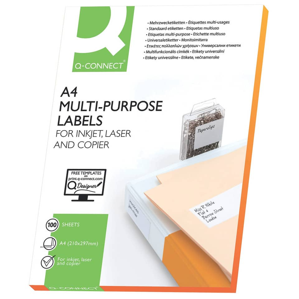 Etichette universali Q-Connect Bianche 70x37 mm - 100 fogli - KF10647 (conf.2400 etichette)-0 - Loveoffice