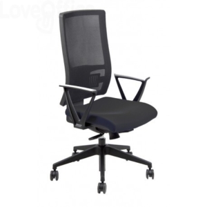 Sedia per ufficio girevole Unisit Nereide NDA schienele in rete - rivestimento Eco Nero - con braccioli - NDA/BRTM/EN-0