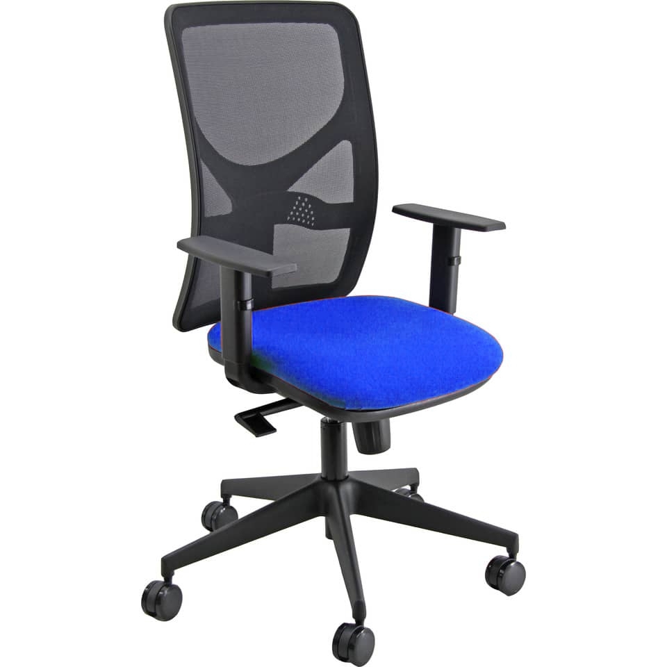 Sedia operativa girevole Unisit Pentagon Y10 schienale in rete Nero - rivestimento polipropilene Blu - Braccioli opzionali - PENA/EB-0 - Loveoffice