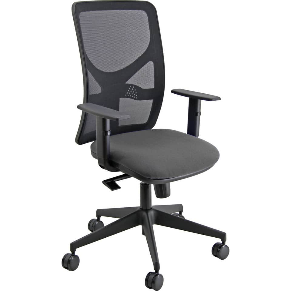 Sedia operativa girevole Unisit Pentagon Y10 schienale in rete Nero - rivestimento polipropilene Grigio scuro - Braccioli opzionali - PENA/ET-0 - Loveoffice