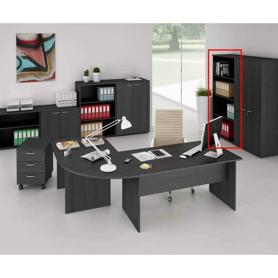 Mobile a giorno Artexport Presto 3 ripiani regolabili 80x35x180 cm Nero venato frassino - 038+039/8-107613 - Loveoffice