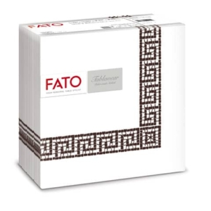 Tovaglioli piegati 1 velo Fato Tablewear 40x40 cm pura cellulosa decoro Mykonos cioccolato - 88446200 (conf.50)-0