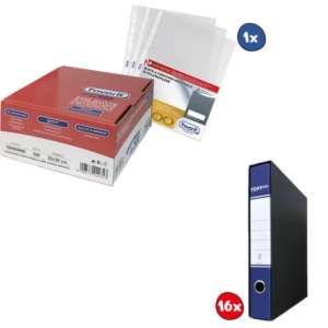 Kit 16 Registratori protocollo TOPToo Dorso 5 cm Blu + conf.500 Buste perforate Favorit A4 goffrate-0