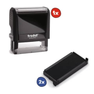 Kit 1x Timbro autoinchiostrante 6 righe Printy + 2x Blister da 3 cartucce di ricambio feltro Nero-0