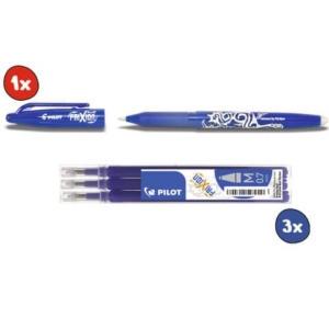 Kit 12x Penna a sfera cancellabile Pilot Frixion Ball punta 0,7 mm + 4x Set da 3 refill Blu-0