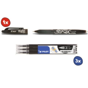 Kit 12x Penna a sfera cancellabile Pilot Frixion Ball punta 0,7 mm + 4x Set da 3 refill Nero-0