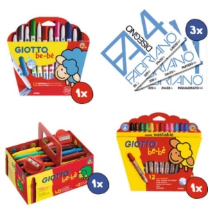 Kit 12x Supermatitoni + 12x Superpennarelli + 40x Superpastelloni cera + 3x Album Fabriano F4-0