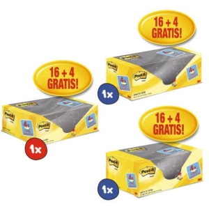 Kit Post-it® Notes Giallo CanaryTM 20x blocchetti 76x76 mm + 20x blocchetti 38x51 mm + 20x blocchetti 76x127 mm-0
