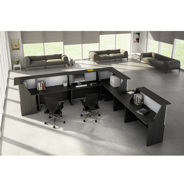 Bancone reception lineare Musa Artexport - Nero venato - 392x356 cm-107254 - Loveoffice