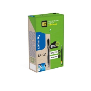 Penne gel a scatto Pilot G-2 0,7 mm Nero Green Pack (12 penne +12 refill )-0