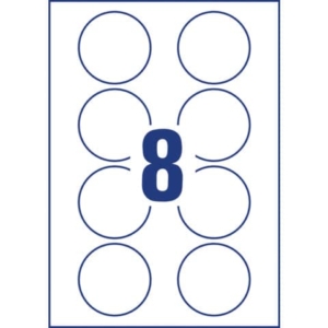 Badge adesivi per tessuti rotondi Avery ø65 mm - Bianco - 8 et/foglio - stampanti laser - L4881-20 (conf.20 fogli)-0
