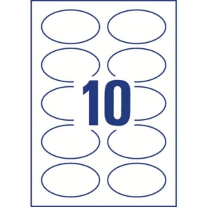 Badge adesivi per tessuti ovali Avery 85x50 mm - Bianco - 10 et/foglio - stampanti laser - L4882-20 (conf.20 fogli)-0