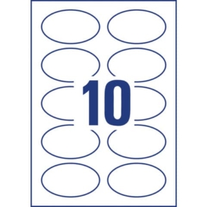 Badge adesivi per tessuti ovali Avery 85x50 mm - Bianco - 10 et/foglio - stampanti Ink-jet - J4882-20 (conf.20 fogli)-0