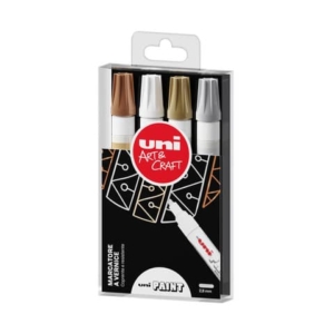 Pennarelli a vernice Uni Ball Uni Paint punta tonda Tratto 2,8 mm colori assortiti - (conf.4)-0