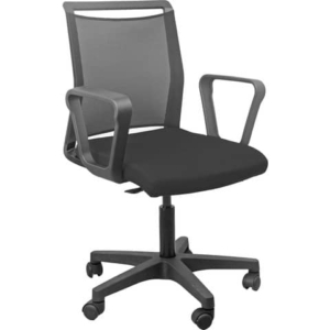 Sedia operativa girevole Unisit Light N smart - schienale in rete Nero - con braccioli - rivestimento eco LLE/BRN/EN-0
