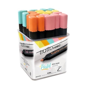 Evidenziatori Tratto Video Pastel 1-5 mm 5 colori assortiti - barattolo - F837900 (conf.20)-0