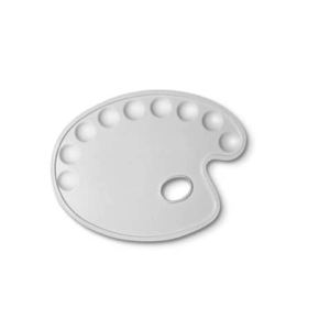 Tavolozza ovale CWR - Bianca - plastica 9 scomparti - 30x22 cm 185-0