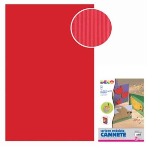 Cartoncini ondulati Cannetè - 50x70 cm - 230 g/m² Deco - Rosso (conf.10 fogli)-0