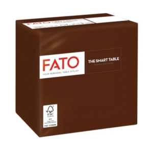 Tovaglioli piegati 2 veli Fato Smart Table pura cellulosa 24x24 cm cioccolato (conf.100)-0