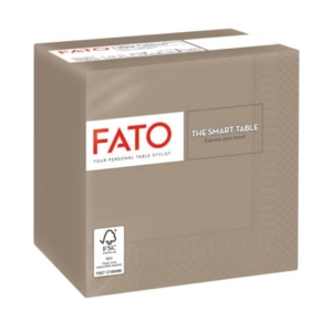 Tovaglioli piegati 2 veli Fato Smart Table pura cellulosa 24x24 cm - tortora (conf.100)-0