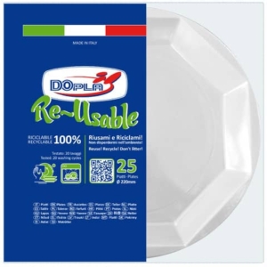 Piatti in polistirene Dopla Re-Usable ø220 mm - Piani (conf.25)-0