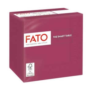 Tovaglioli piegati 2 veli Fato Smart Table pura cellulosa 24x24 cm - Bordeaux (conf.100)-0