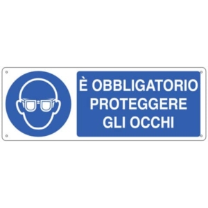 Cartello d'obbligo 35x12,5 cm Cartelli Segnalatori "E' obbligatorio proteggere gli occhi" - E1901K-0
