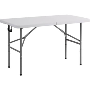 Tavolo rettangolare pieghevole Serena Group in polietilene Bianco e base Nera 122x61xh.74 cm-0