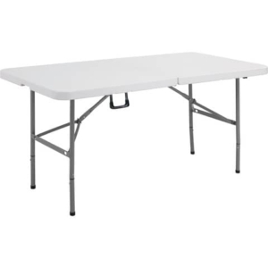 Tavolo rettangolare pieghevole Serena Group in polietilene Bianco e base Nera 152x76xh.74 cm-0