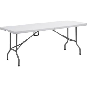 Tavolo rettangolare pieghevole Serena Group in polietilene Bianco e base Nera 183x76xh.74 cm-0