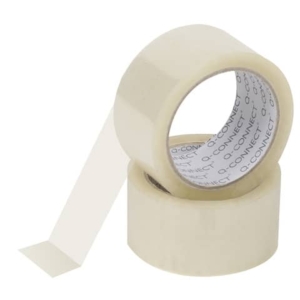 Nastro adesivo da imballo Q-Connect 50 mm x 66 m Trasparente - svolgimento silenzioso (conf.6)-0