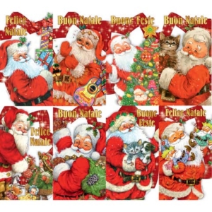 Chiudipacco natalizi con filo - soggetto "Babbo Natale" - 4,5x8 cm - Biembi (conf.12)-0