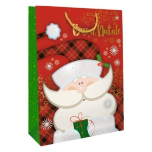 Shopper Natalizia "Babbo Natale'' - 25,5x32,5x13,5 cm - Biembi (conf.6)-0