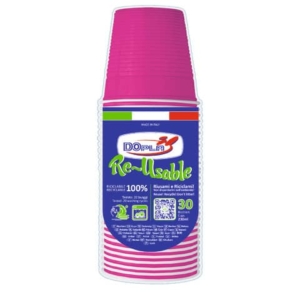 Bicchieri Fucsia in polistirene Dopla Reusable 230 ml (conf.30)-0