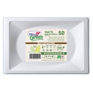 Piatti Bianchi rettangolari in polpa di cellulosa Dopla Green 152x254 mm (conf.50)-0
