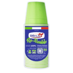 Bicchieri Verde acido in polistirene Dopla Reusable 230 ml (conf.30)-0