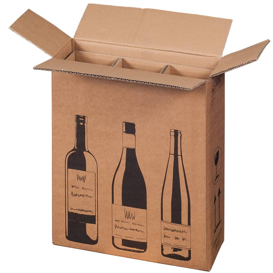 Scatole per bottiglie Wine Pack Bong tre bottiglie - 30,5x10,8x36,8 cm (conf.10)-185967 - Loveoffice